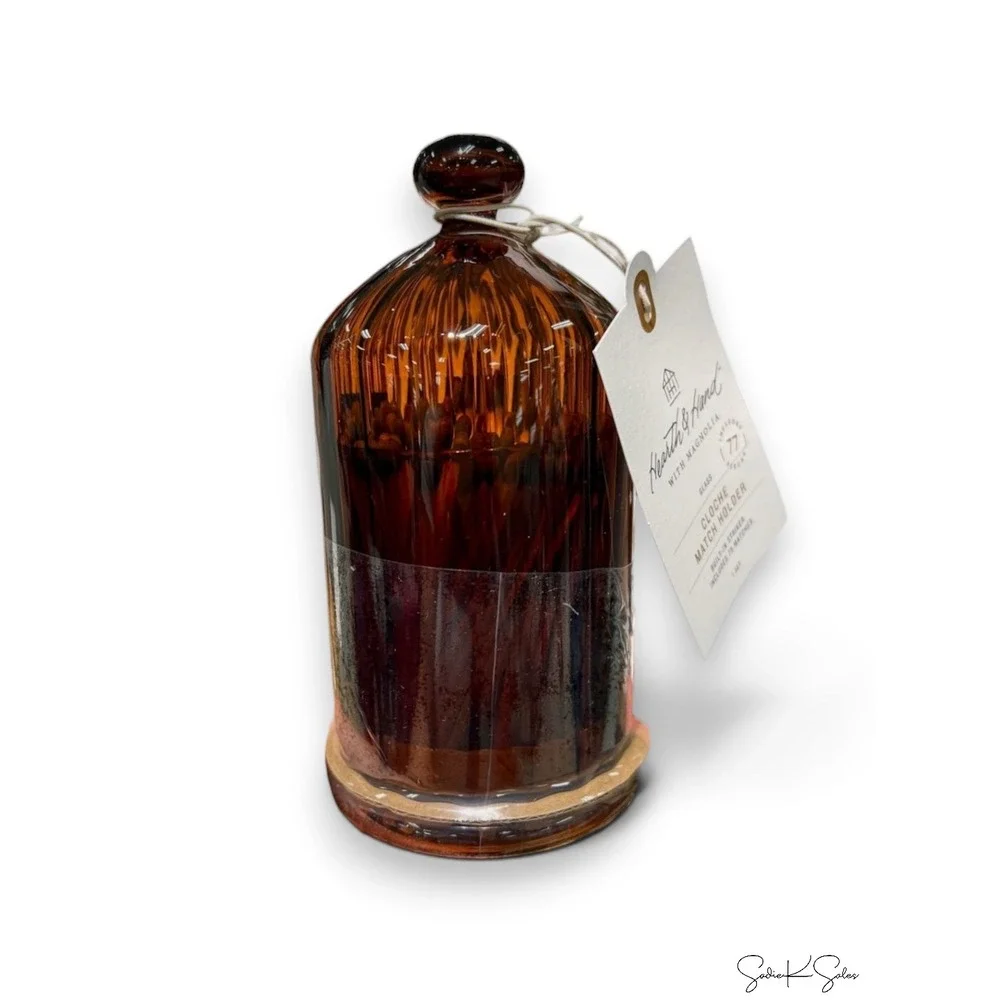 Ribbed Glass Cloche with Matches Brown - Hearth & Hand Magnolia, Target